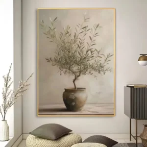 Art Deco Retro Floral Vase Canvas Wall Art Print, Frameless Modern Abstract Flower Poster for Home Decor, Aesthetic Room Deco